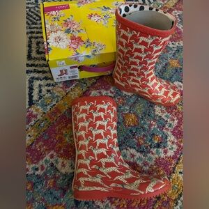 Joules Red Dog Print Rain Boots